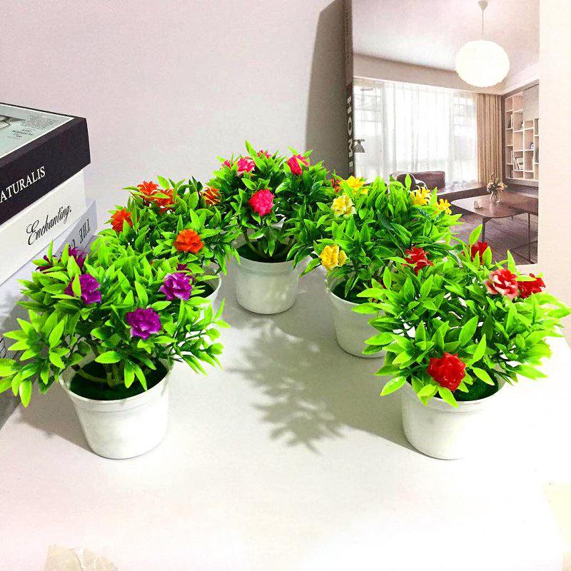 Brighten Your Surroundings Plastic Rose Mini Potted Plant Bonsai Home Decor