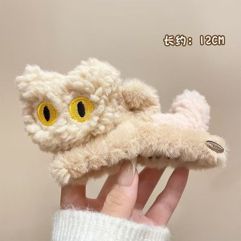 Cartoon Cute Black Cat Hairpin Plush Grab Clip Female Large Autumn And Winter Temperament Back Head Shark Clip Headdress