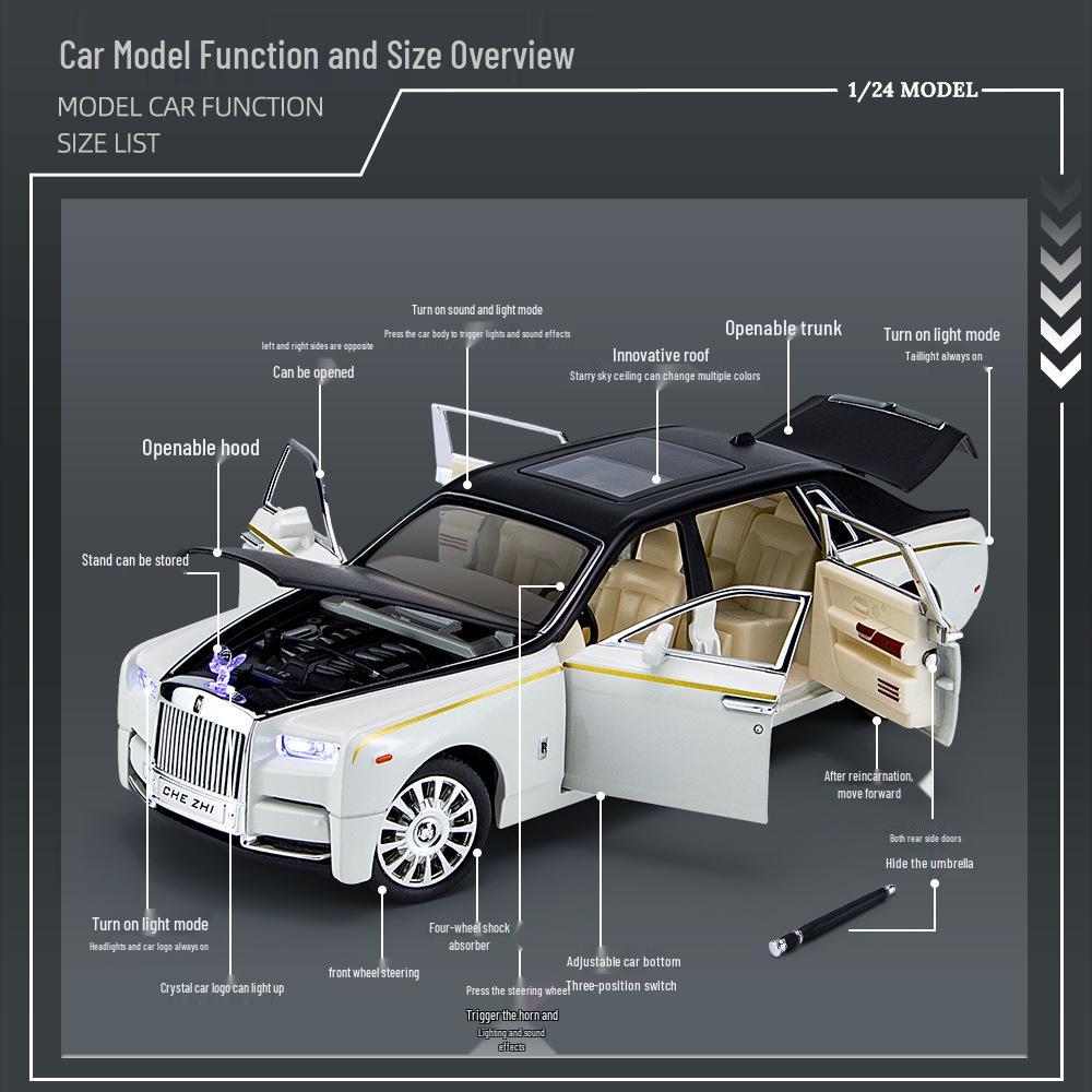 Zhi 1:24 Phantom Starry Sky Alloy Toy Car with Sound & Light, Pull Back Action, and 6 Openable Parts