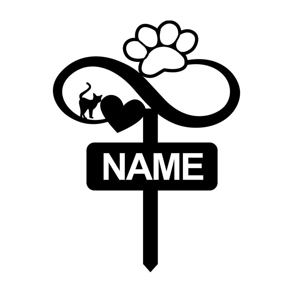 Custom Cat Memorial Garden Stake, Personalized Metal Grave Marker with Heart Paw, Outdoor Pet Loss Sympathy Gift for Garden Yard