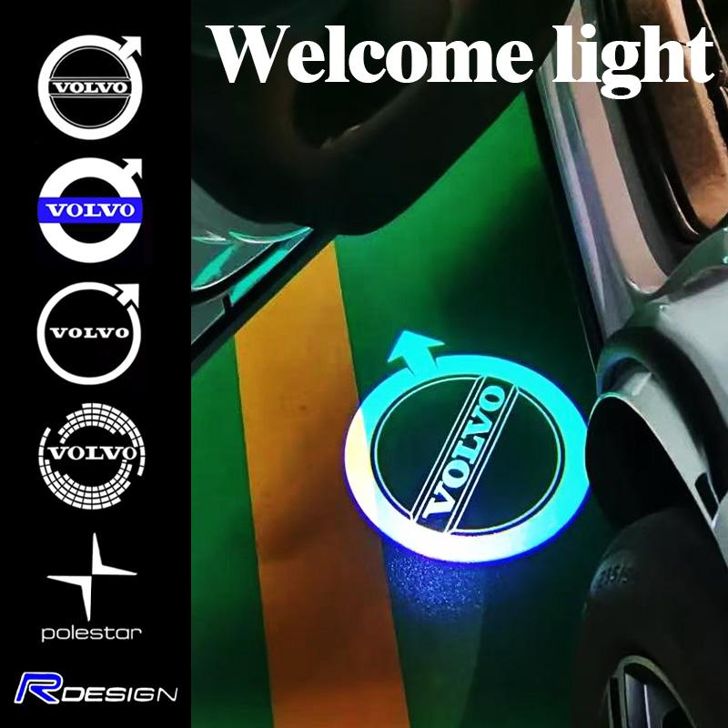 fhsxa1 2Pcs Car Lights Accessory LED Door Projector Ghost Shadow Welcome Lamp For Volvo XC90 V90 V60 XC60 V40 S80 S60 S90 C40 XC40 V70