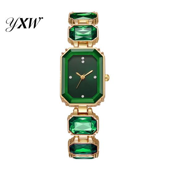 Date Night Uhr für Damen Armband Quarz Funkelnder Strass Rechteckiges Zifferblatt Faux Diamant Armbanduhr Elegante Schmuck Uhr