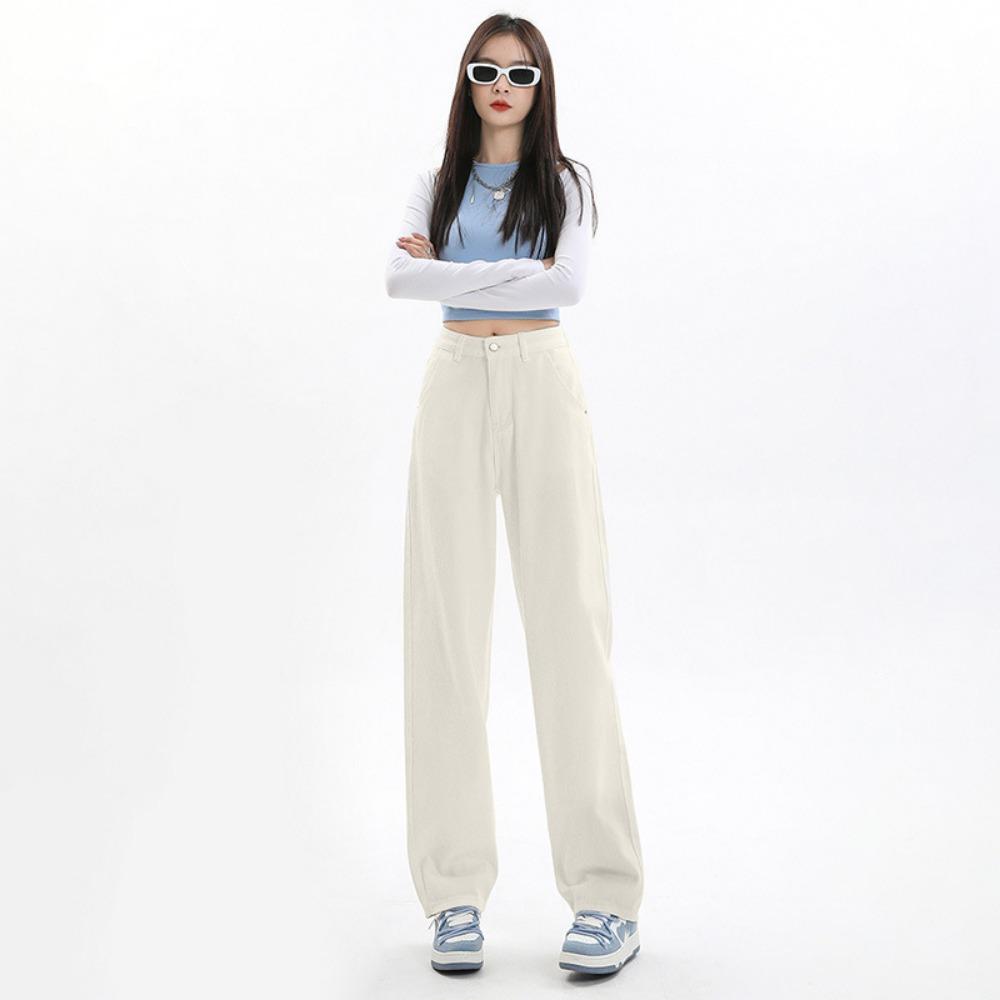 Spring new commuter fashion jeans women's loose high waist slim straight pants mopping jeans ins tide