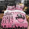 Halloween Bettwäsche-Set 3/4-teilig Rosa Cartoon Skelett Bettwäsche-Set Lustiger Horror Geist 2 Kissenbezüge, 1 Bettlaken und 1 Bettbezug