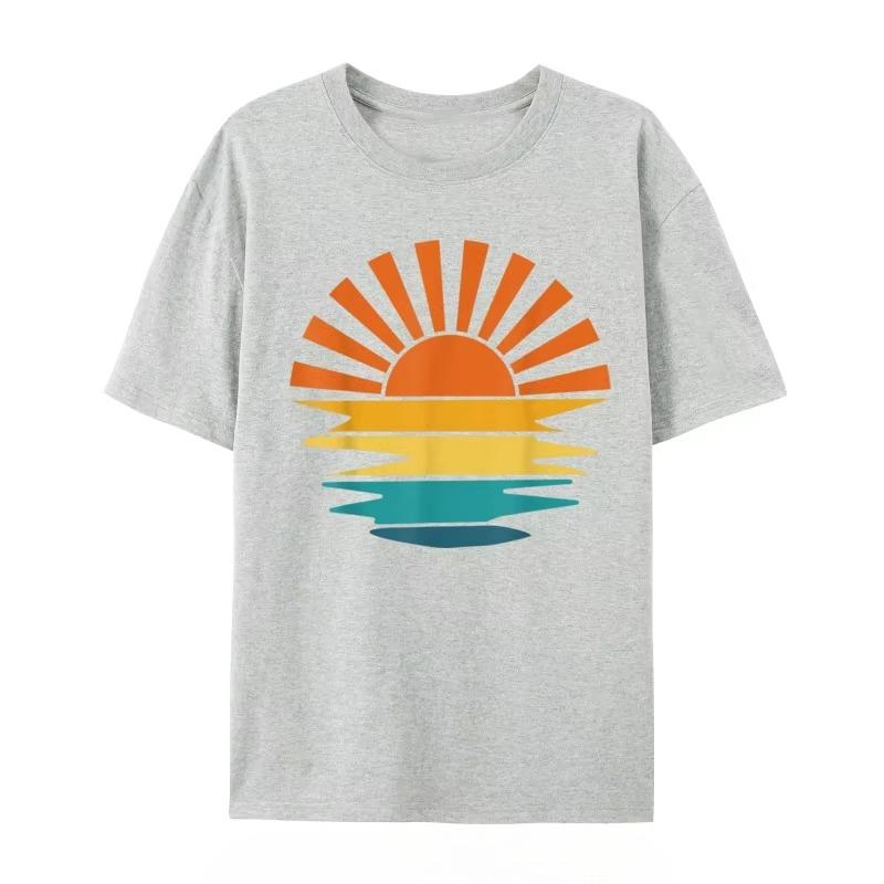 Retro Sunset Rays Wavy Vintage Retro Sunshine Sun Rays Vibes Casual Leisure Luxury Designer TShirt XL