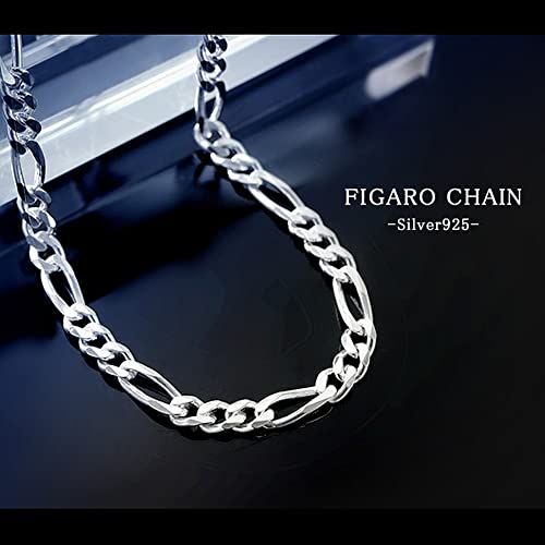 [Shinjuku Gin no Kura] Silver 925 Figaro Chain Bracelet, 18-20cm, 6-Face Cut, Simple and Elegant Design Chain, Men's, Large Size