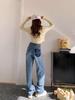 High Waist Wide Leg Jeans with Contrast Leather Patches & Floral Embroidery for Women