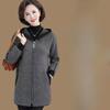 Middle Age Women Hooded Cardigan Spring Autumn Casual Coat Mom Long Sleeve Warm Wool Jacket Outerwear