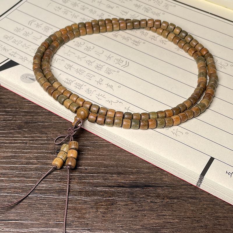 Argentina old material submerged green sandalwood bracelet sandalwood wooden cultural toy bracelet men's and women's jewelry buddhist beads