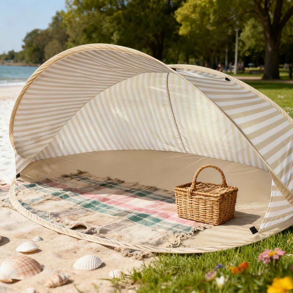 No-Assembly Pop-Up Beach Sun Shelter Instant UV Protection Tent for 2–3 People Lightweight Windproof Shade for Beach Park