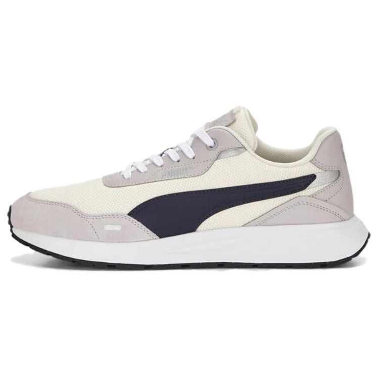 Puma Runtamed Series Fabric Two-Layer Cowhide Synthetic Leather Comfortable Simple Low-Top Casual Shoes Unisex Sneaker White Gray Blue 389236-07