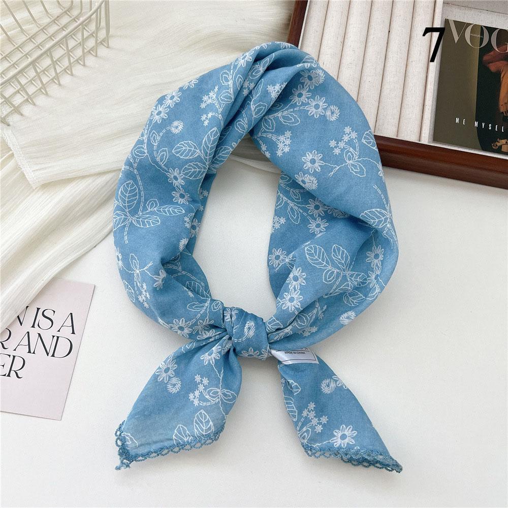 INS Baumwoll-Leinen Quadratisches Tuch Kirschblüten-Blumenmuster Halstuch Damen Foulard Kopftuch Damen Hijab Bandanas 68cm Quadratisches Tuch