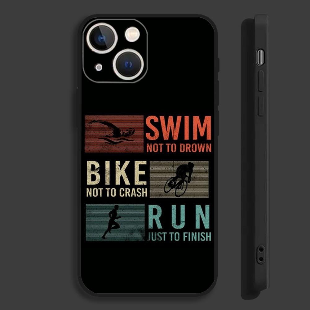 

Triathlon Tri Life Swim Bike Run Phone Case For iPhone 16,15,14,13,12,11,Pro,Max,Plus,Mini,X,XS,XR,8,7,6,S,SE Soft Black Case iPhone12mini
