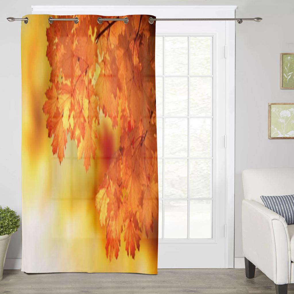 Autumn Colorful Leaves Window Curtains For Living Room Bedroom Luxury Modern Kitchen Curtains Fabric Drapes