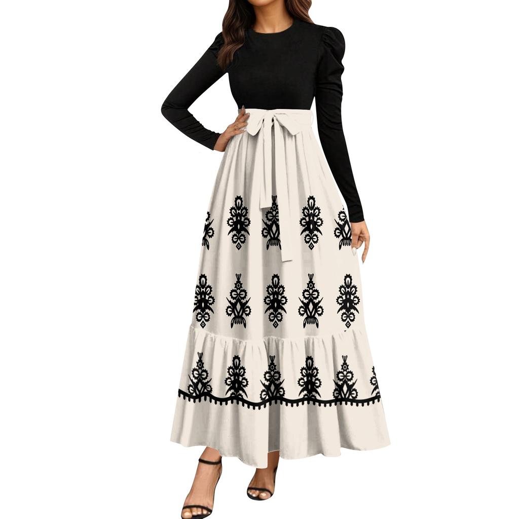 Dámské módní a elegantní šaty s květinovým potiskem s vysokým pasem