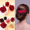 2Pcs Plant Rose  Hairpin Brides Hair Pins Clips Combs Bridesmaid Cloth Flower Jewelry Accessories
