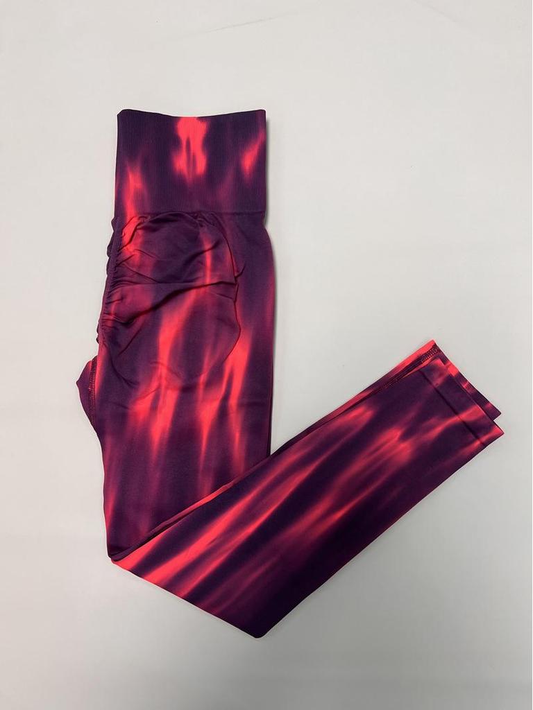 Pantaloni de Yoga Seamless cu Talie Înaltă Aurora Tie-Dye în 12 Culori pentru Femei - Uscare Rapidă, Colanți Fitness cu Efect Piersică la Șold