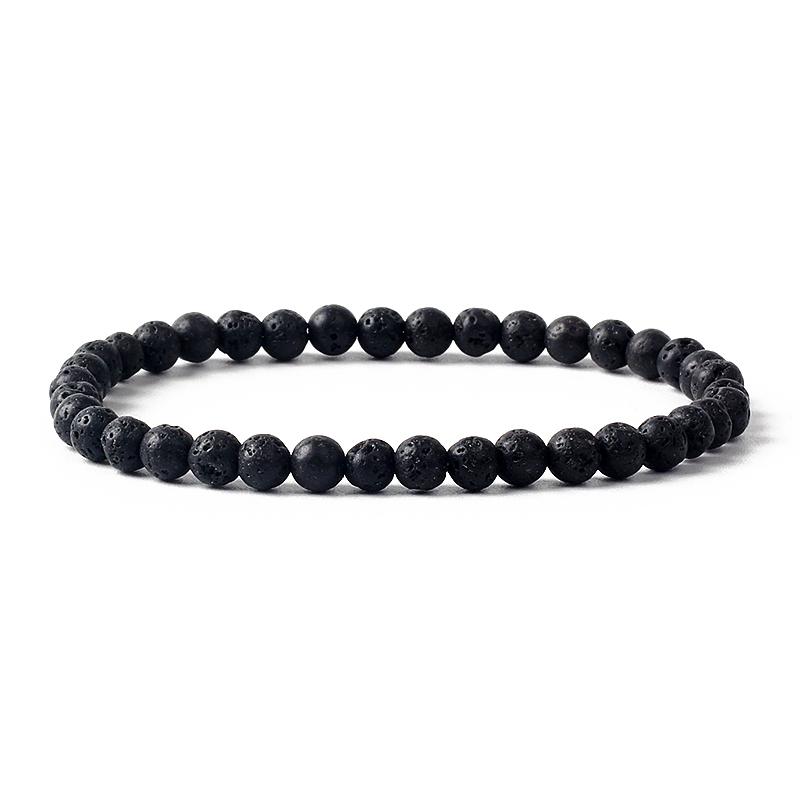 Reiki Natural Stone Bracelets For Women Men 4MM Beads Stretch Bracelet Wholesale Agate Lava Tiny Bangles Handmade Simple Jewelry