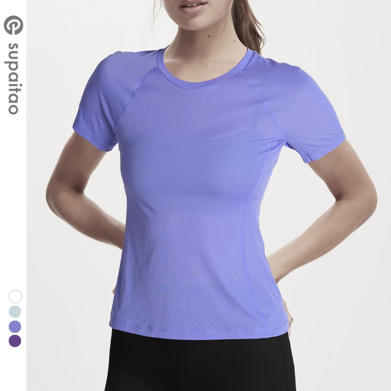 

Non-Exchangeable Non-Returnable] Silm Yoga Clothing Top Short Sleeve Workout Clothes Quick-Drying Lightweight Running Exercise T-shirt Sweat-Absorbent Periwinkle blue M
