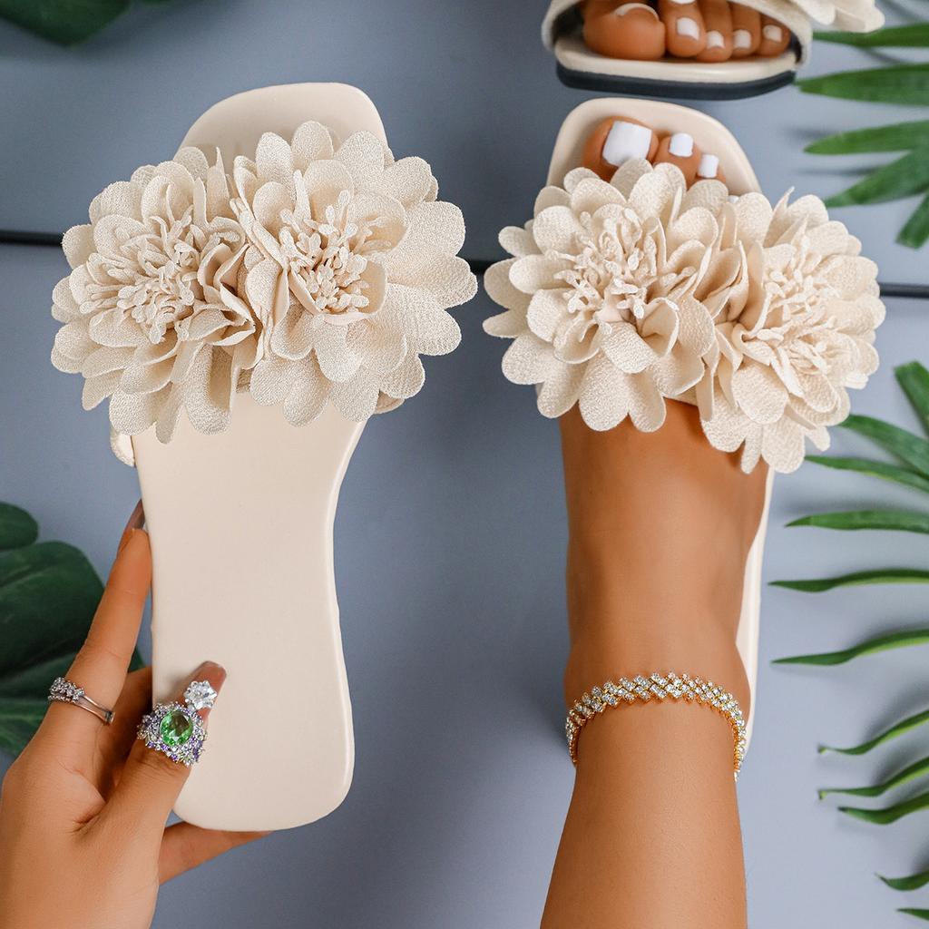 Große blumenförmige flache Schuhe Hausschuhe Damen Freizeitschuhe Strand-Flip-Flops