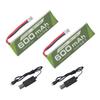 2PCS 1S 3.8V 80C 600mAh Lithium Battery with JST PH-2.0 Plug Connector and USB Charging Cable for Cinewhoop Tinyhawk Micro FPV Racing Car Drone RC