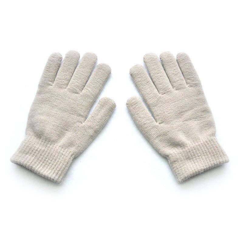 Thick Plush Knitted Wool Gloves for Men & Women - Winter Warm Solid Color Cycling Gloves
