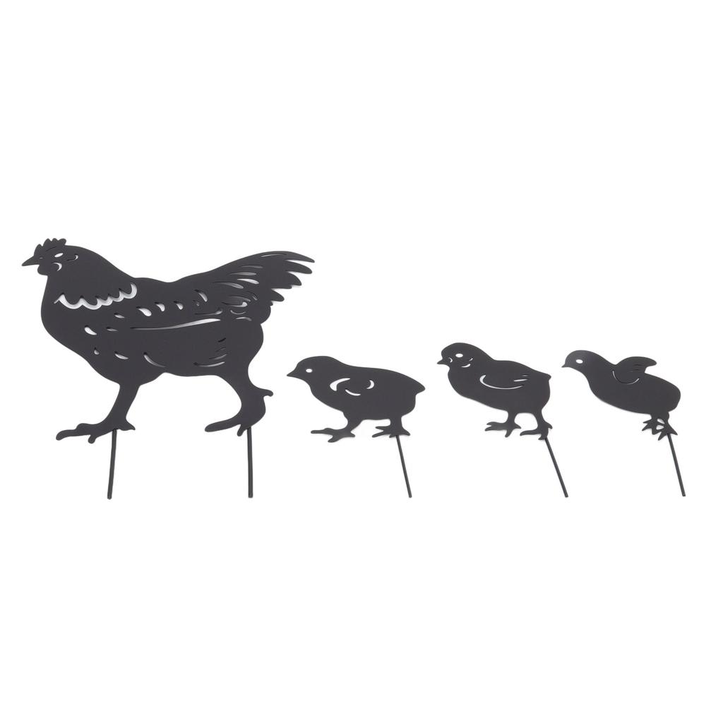 4 Stück Henne Huhn Silhouette Hohl Pfahl Design Niedliches Henne Huhn Design Langlebiges Metall Huhn Hof