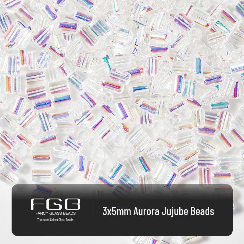 Aurora Iridescent Glass Seed Beads 4-10mm: Super Shiny, Transparent Round/Saucer Beads for DIY Jewelry & Crafting.