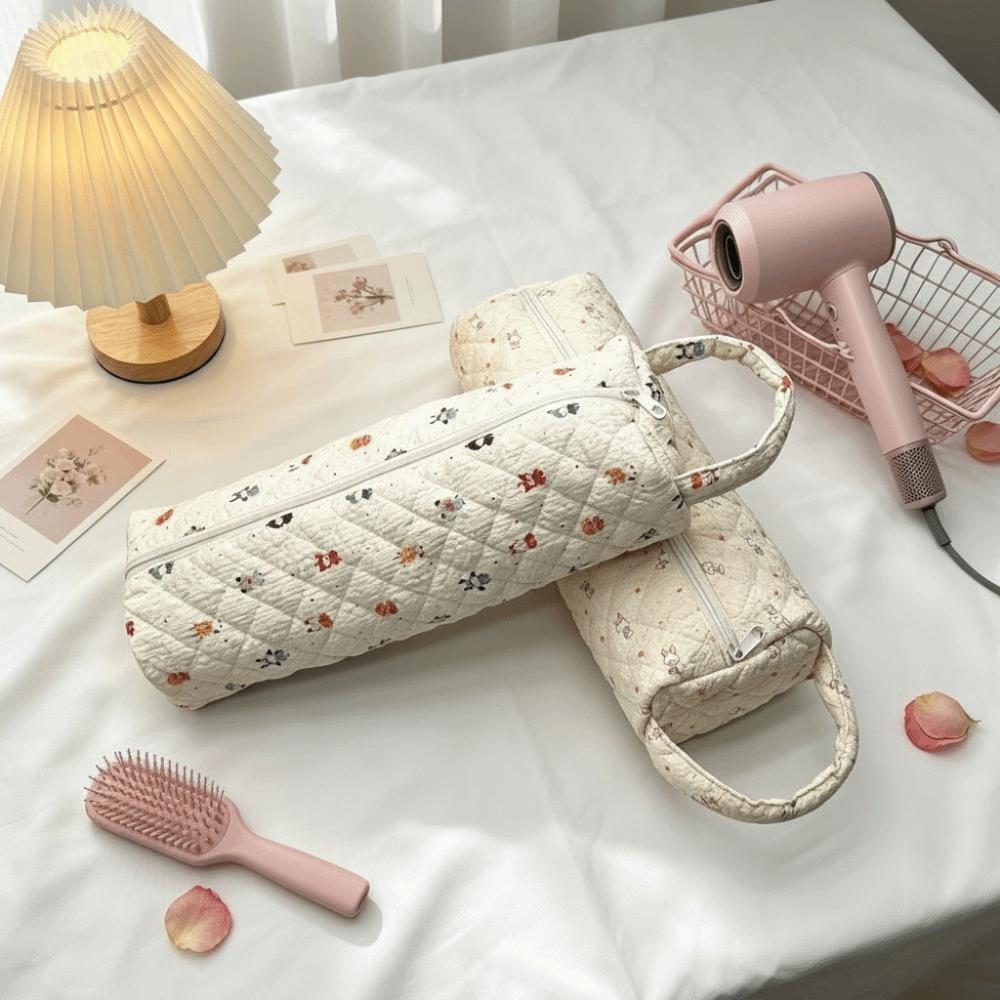 Quilting Cotton Hair Dryer Storage Bag with Handle Large Capacity Curler Storage Bag Dustproof Hair Dryer Protective Case