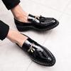 Fashion Men Leather Driving Shoes tassel Black Blue Slip On loafers spring Summer Men Leather moccasins outdoor club pary shoes men