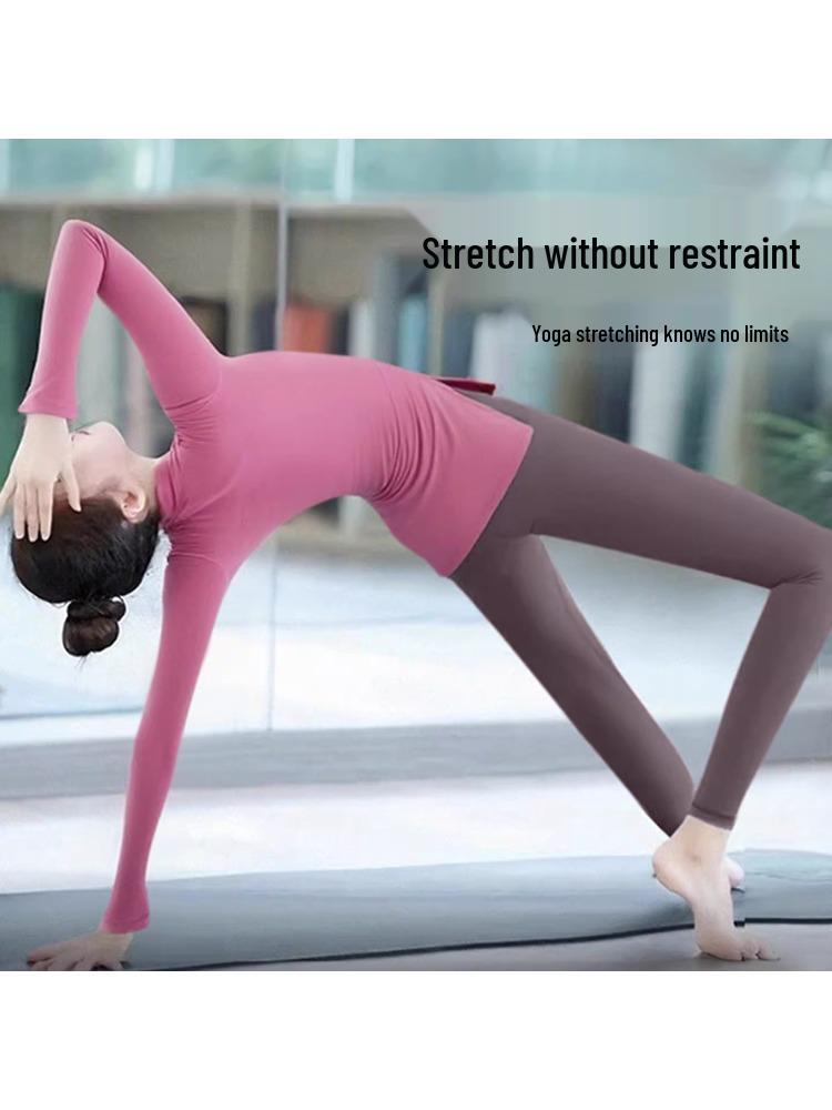 Women's Yoga Top: Waist-Cinched Long Sleeve, Half-High Collar, Autumn/Winter Pilates Fitness Set