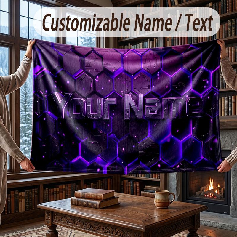 Coperta Ponderata a Tema Geometrico Astratto Coperta Personalizzata con Nome Testo Coperta Morbida Accogliente per Casa Divano Letto