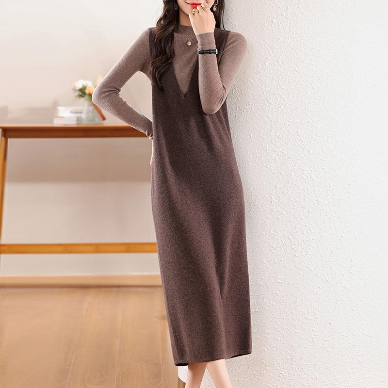 Women's Cashmere Dress Qinghe Cashmere 30% Cashmere 70% Wool Autumn and Winter Cashmere Skirt Soft and Warm