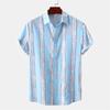 Hawaiian Shirt Men Summer Short Sleeves Tops Beach Street Lapel Blouse Male Clothes