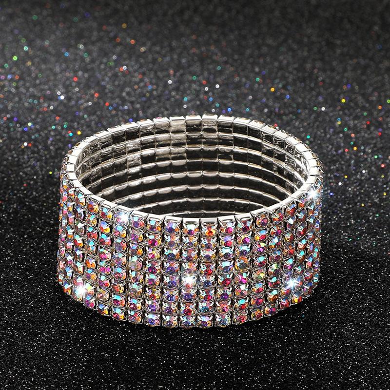 Crystal bracelet full diamond single row elastic bracelet bridal versatile rhinestone bracelet claw chain diamond bracelet women