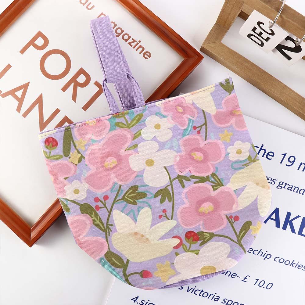 Korean Style Fresh Flower Bucket Bag Lunch Bag Mummy Bag All-match Canvas Handbag Women