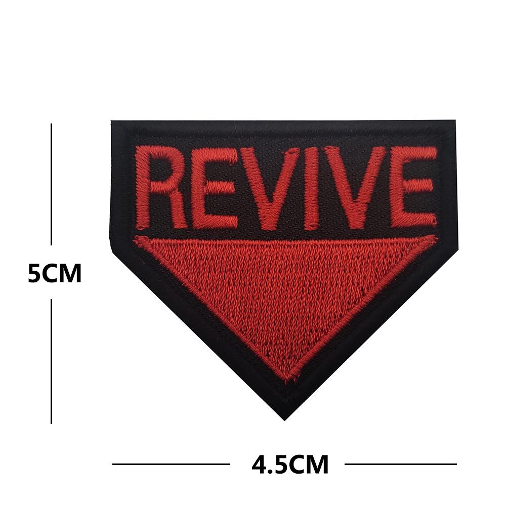Hai Ke Outdoor REVIVE Triangle Embroidered Patch, Red Yellow Velcro Badge for Bags