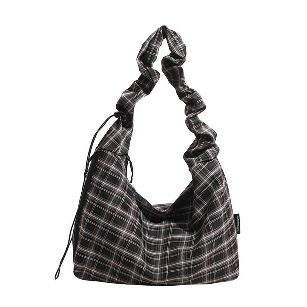 Japanese Plaid Shoulder Bag Vintage Women's Tote Bag Ins Plaid Crossbody Bag  Girls