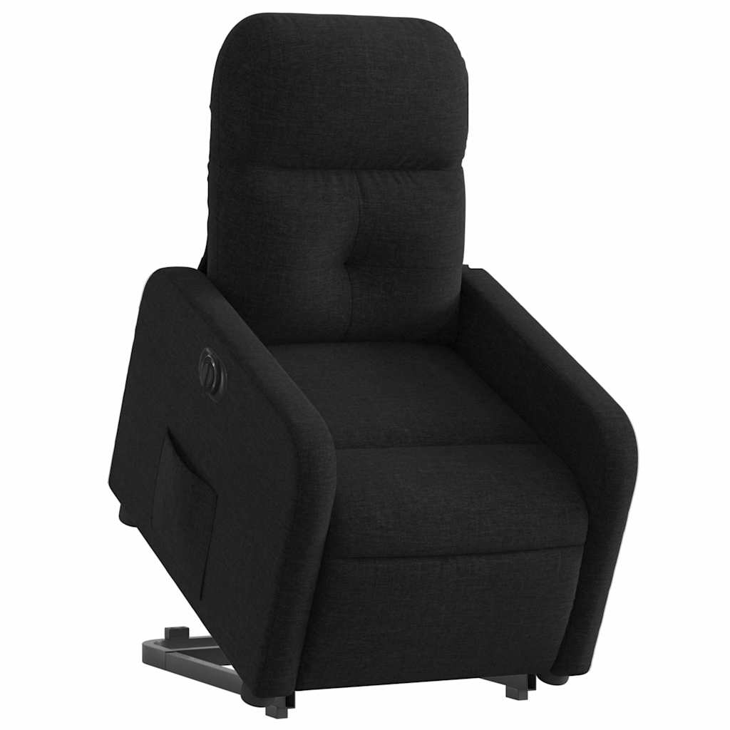 Electric Recliner Chair with Rising Function Black Fabric