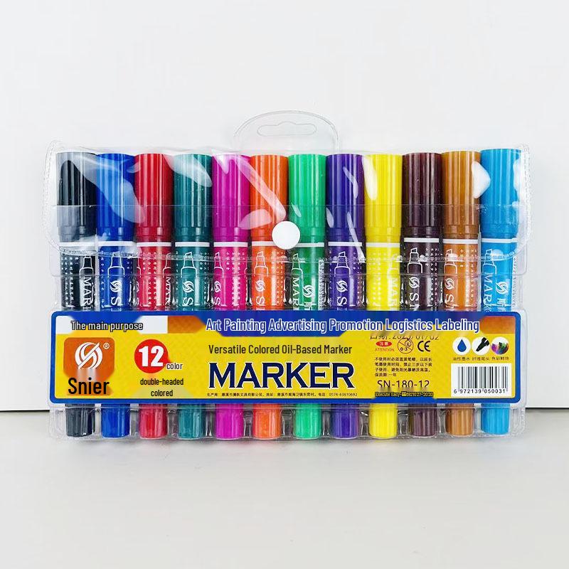 Snell Double-Ended Oil-Based Marker Pens - 24/30 Colors for Children and POP Art