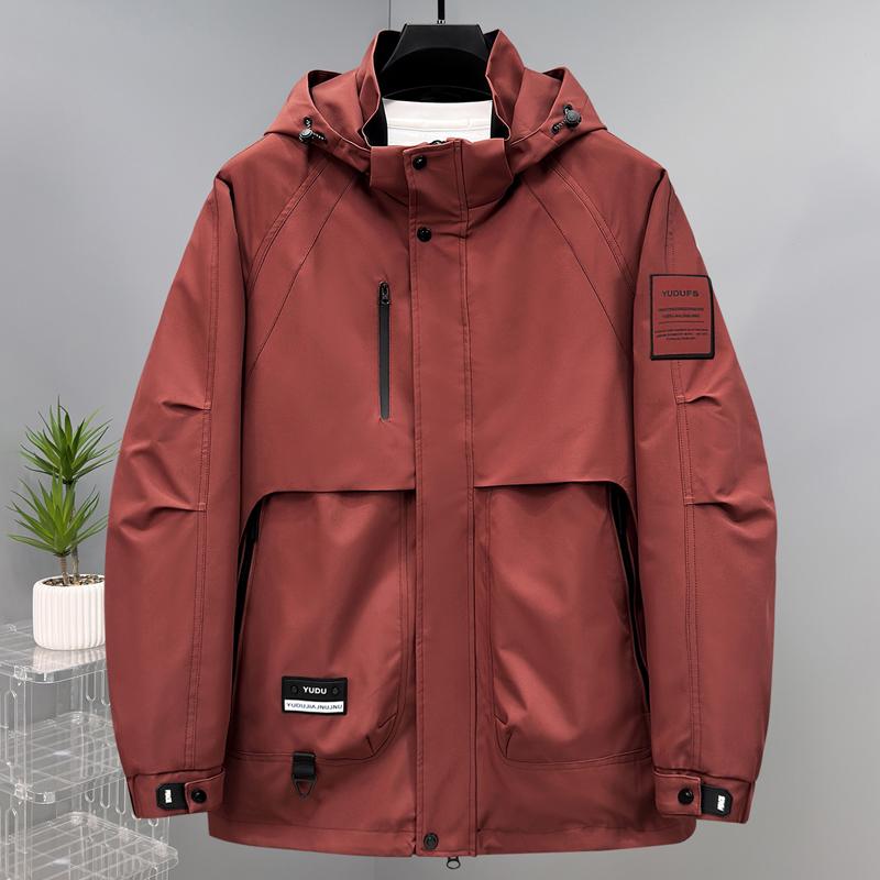 

Мужской водонепроницаемый тренч большого размера 5XL-11XL на осень, ветровка, повседневная куртка оверсайз, с капюшоном 10XL красный