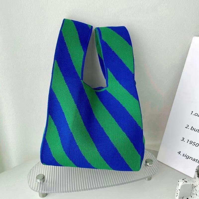 Square Rhombus Rhombus Stripe Geometric Knitted Gift Bag Handbag Handbag Handbag Tote Bag