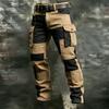 Pantaloni Cargo pentru Bărbați cu Buzunare Multiple și Design Color Block pentru Drumeții în Aer Liber Casual