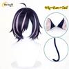 Anime Yurufuwa Hame Neko Short 35cm Mixed Color Cosplay Anime Wig Heat Resistant Synthetic Wigs Halloween + A Wig Cap