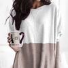 Hauts pour femmes, col rond, manches longues, blocs de couleurs, pulls avec poches, coupe ample, mi-longue, vêtements quotidiens