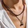 2Pcs Ethnic Layering Beaded Necklace Set Adjustable Leather Cord Jewelry With Natural Stones Holiday Gift For Adults