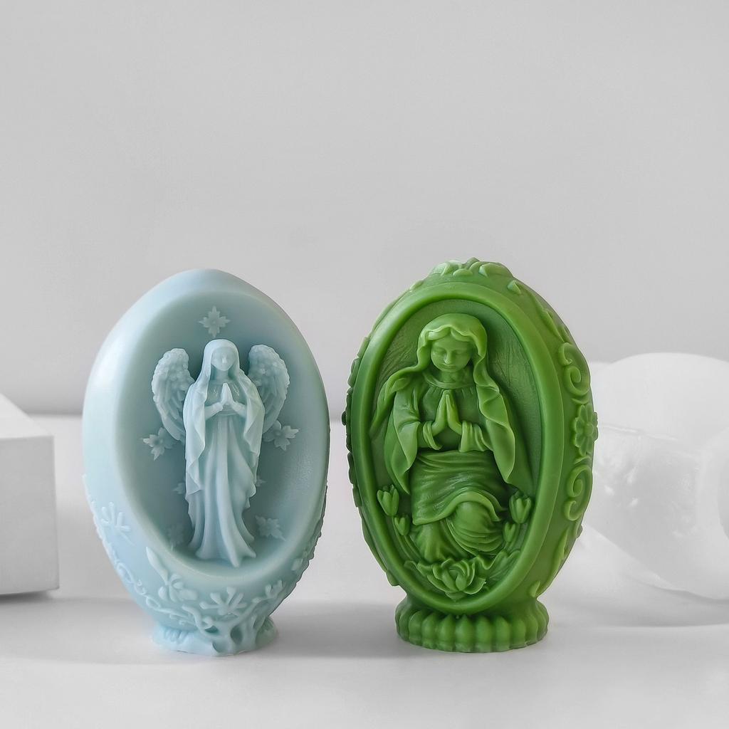 3D Osterei Silikonform Handgemacht Aroma Kerze Gips Ornamente Mods DIY Jungfrau Maria Jesus Osterdekoration Handwerk Herstellung