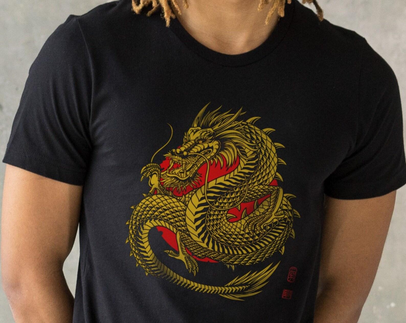 Japanese Dragon T-Shirt, Ryujin God, Ukiyo-e Art 4XL