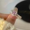 Fashion Sweet Cool Pink Heart Opening Ring Women Girls Y2K Adjustable Female Temperament Personality Finger Ring Jewelry Gifts