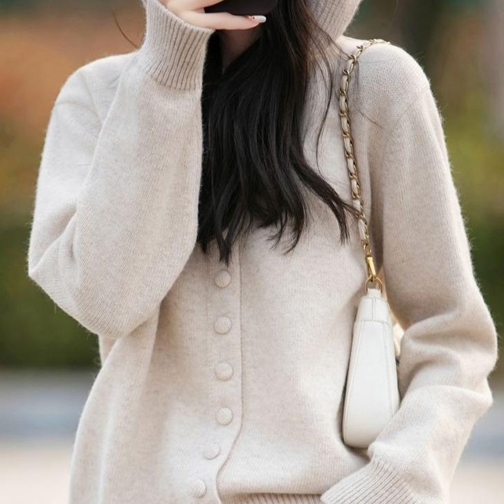 Hooded Sweater Coat for Women Autumn and Winter Loose and Thick Knitted Cardigan Stylish Paired with Long-sleeved Knitted Coat